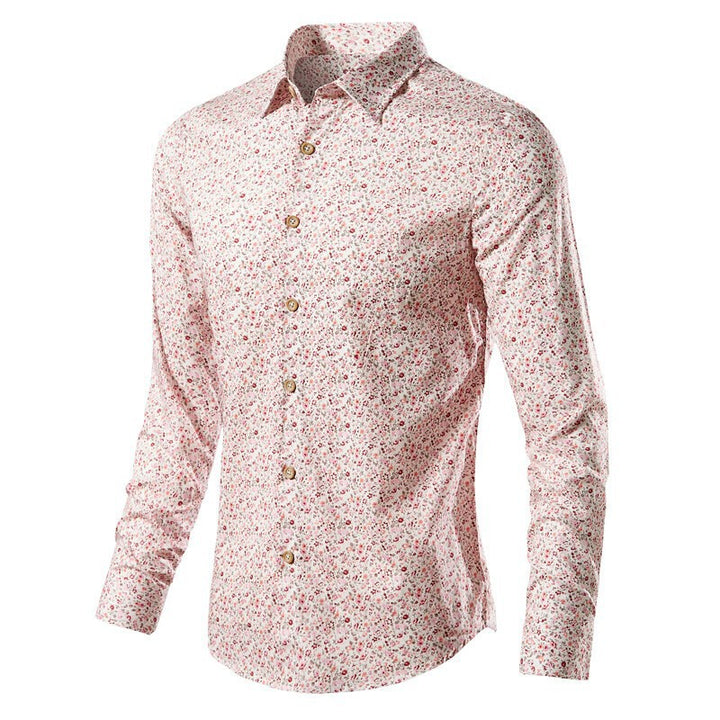 Men's narrow-cut floral shirt with Kent collar and full button placket Mune Fashion