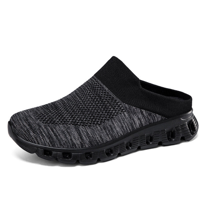 Unisex nan lighter travel slip-on mule with perforated air chamber sole and sock-like knitted shaft Mune Fashion
