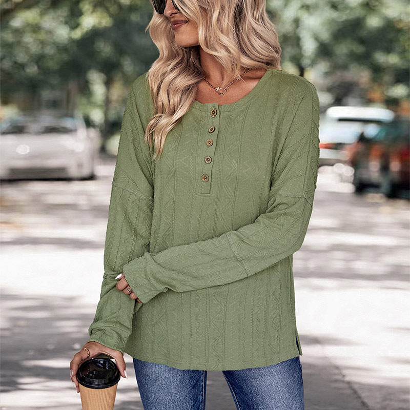 Women's Knitted Long Sleeve with Button Placket, Cable Pattern and Casual Fit Mune Fashion
