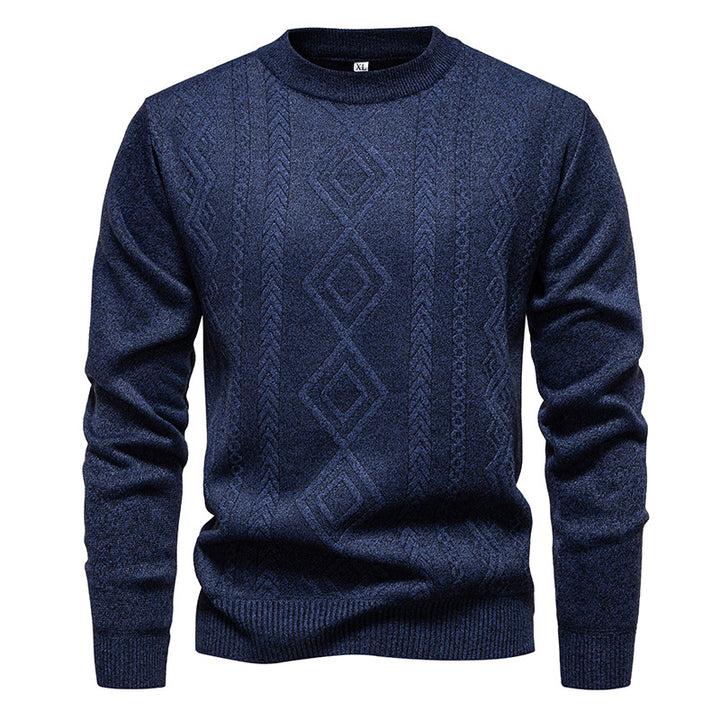 Men's knitted round neck sweater with diamond pattern and fine textured knit Mune Fashion
