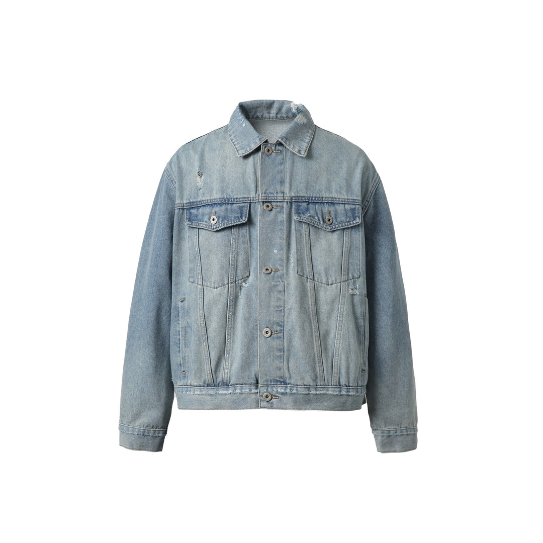 Unisex Oversized Denim Jacket with Used Look, Boxy Cut and Chest Pockets Mune Fashion