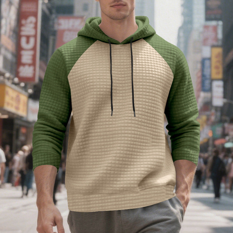 Men's quilted hoodie with raglan sleeves and drawstring Mune Fashion