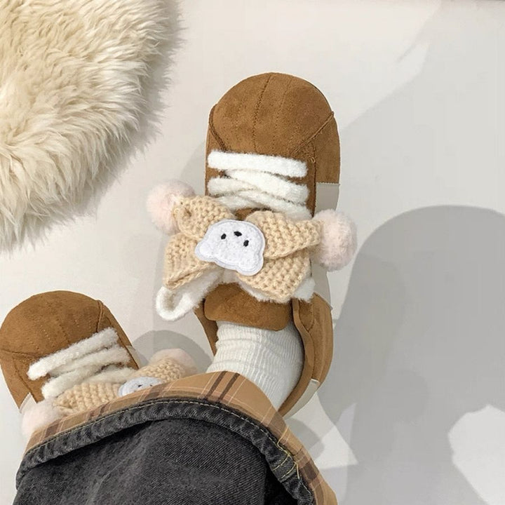 Women's Trendy Sneakers with Playful Knot Details and Cozy Lining Mune Fashion