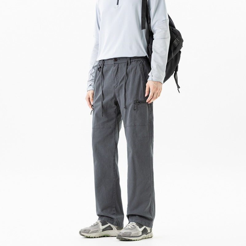 Herren Komfort-Canvas-Cargo-Hose mit elastischem Tunnelzugbund, Kniepaneelen und Multifachtaschen Mune Fashion