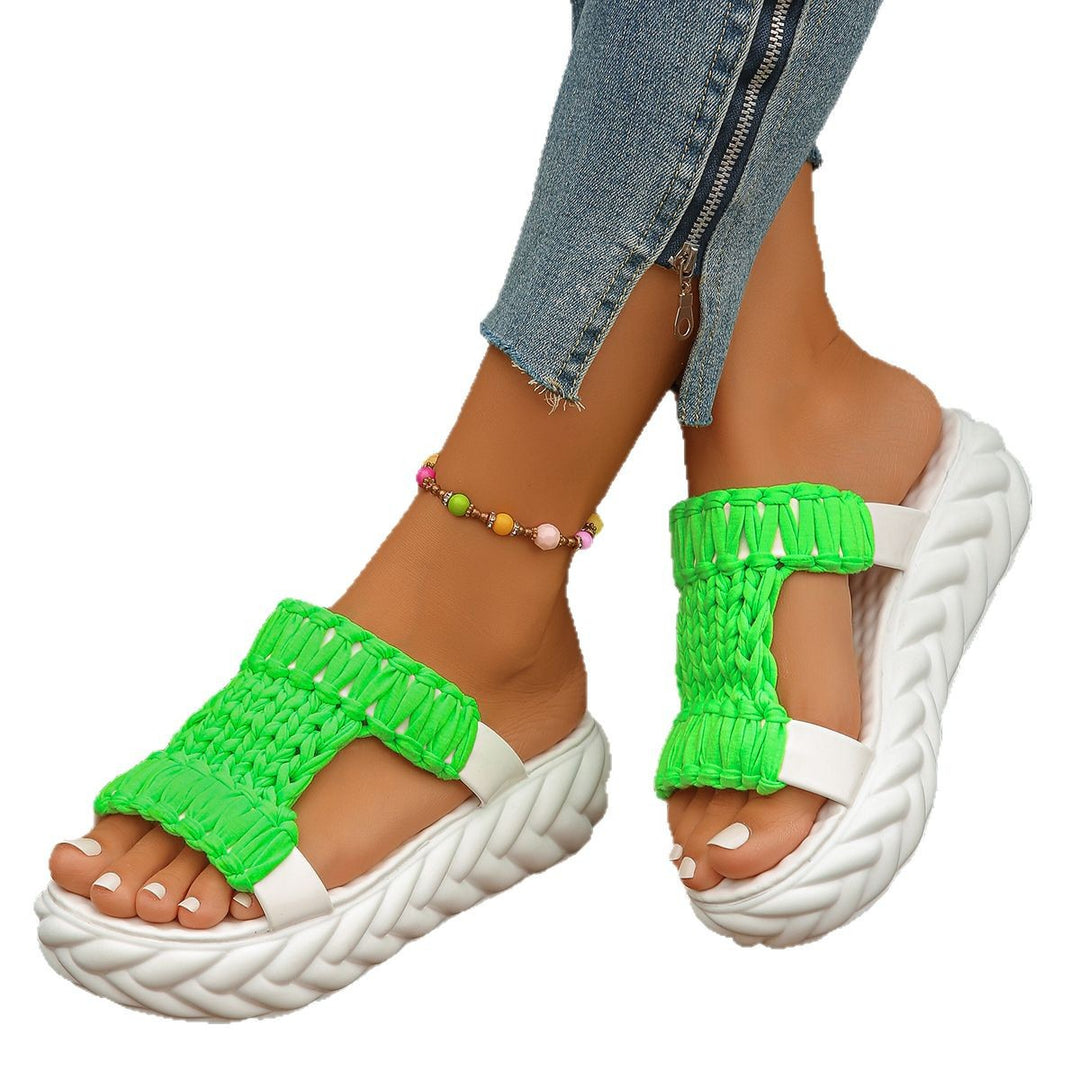 Women nan handwoven braided platform sandals with ergonomic padded sole Mune Fashion