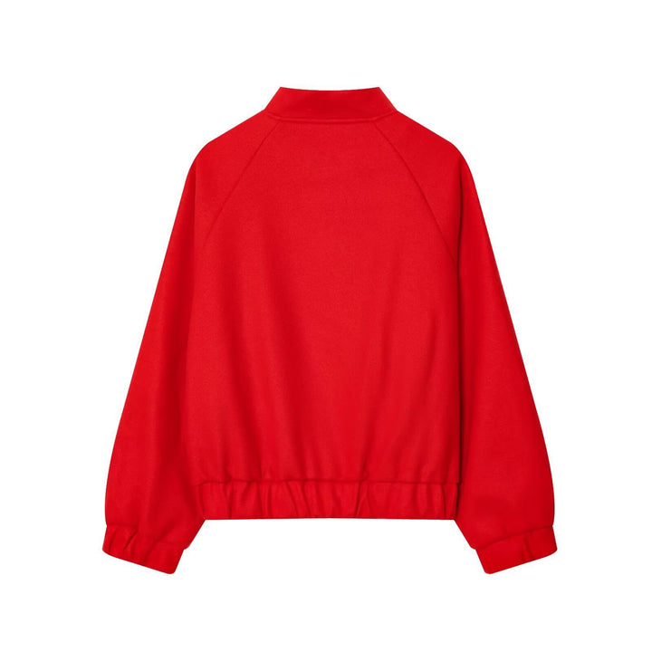 Women Oversized Wool Blend Bomber Jacket with Raglan Sleeves and Drawstring Hem Mune Fashion