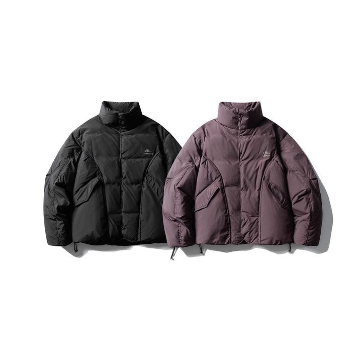 Men's Short Boxy Insulation Jacket with High Standing Collar and Large Flap Pockets Mune Fashion