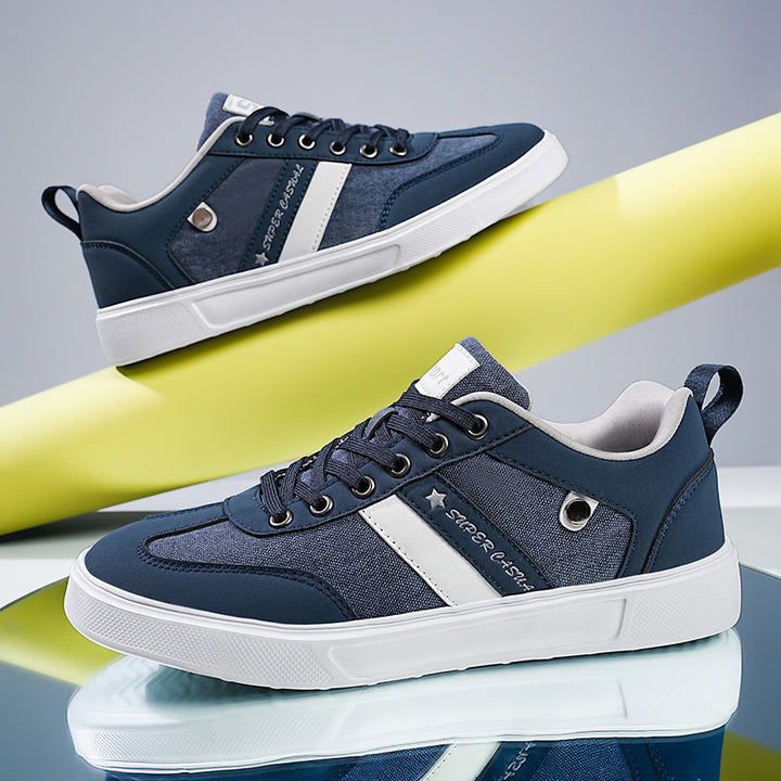 Men's urban canvas and artificial leather sneakers with padded entry and profiled rubber sole Mune Fashion