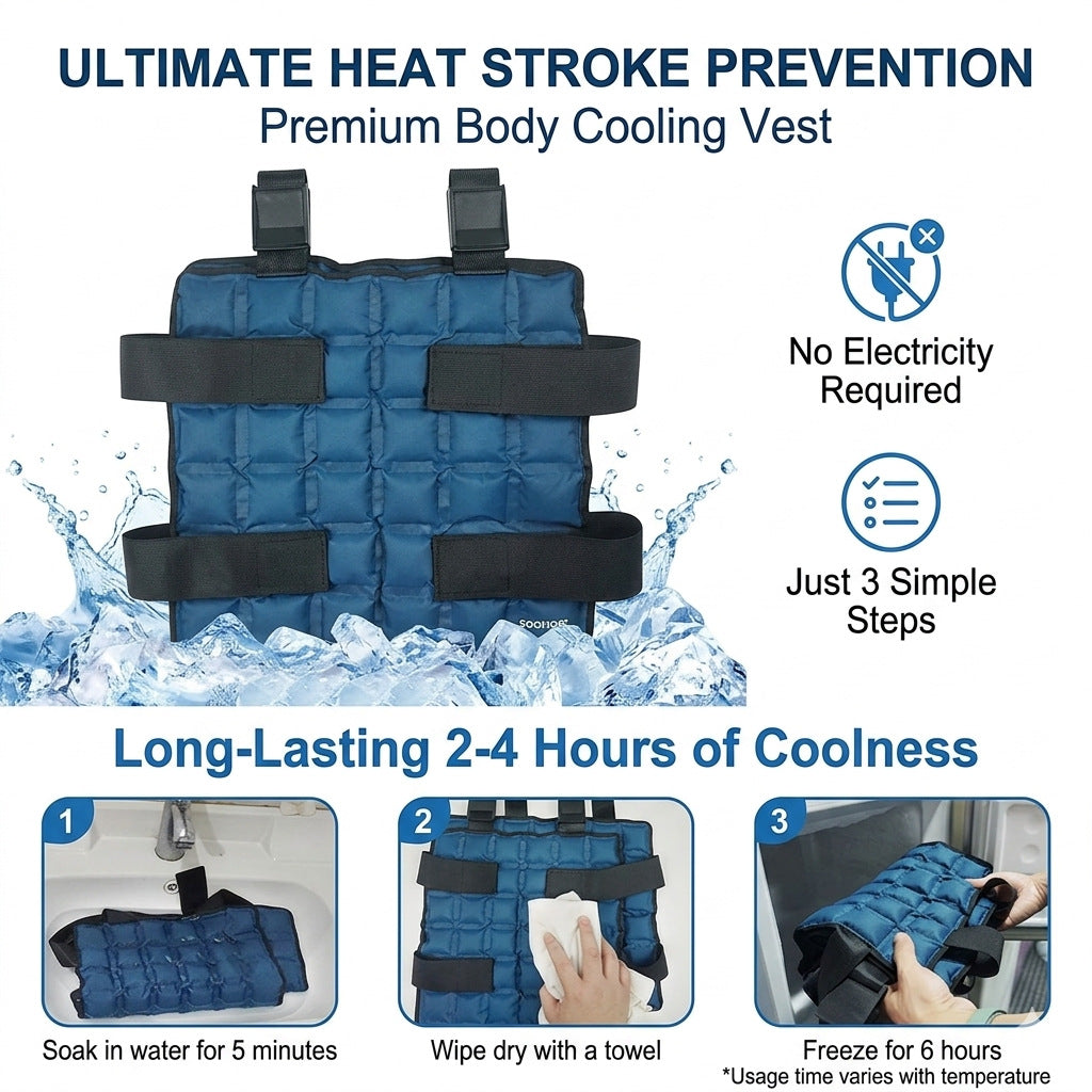 Unisex cooling therapy vest with reusable gel packs and adjustable Velcro closures Mune Fashion