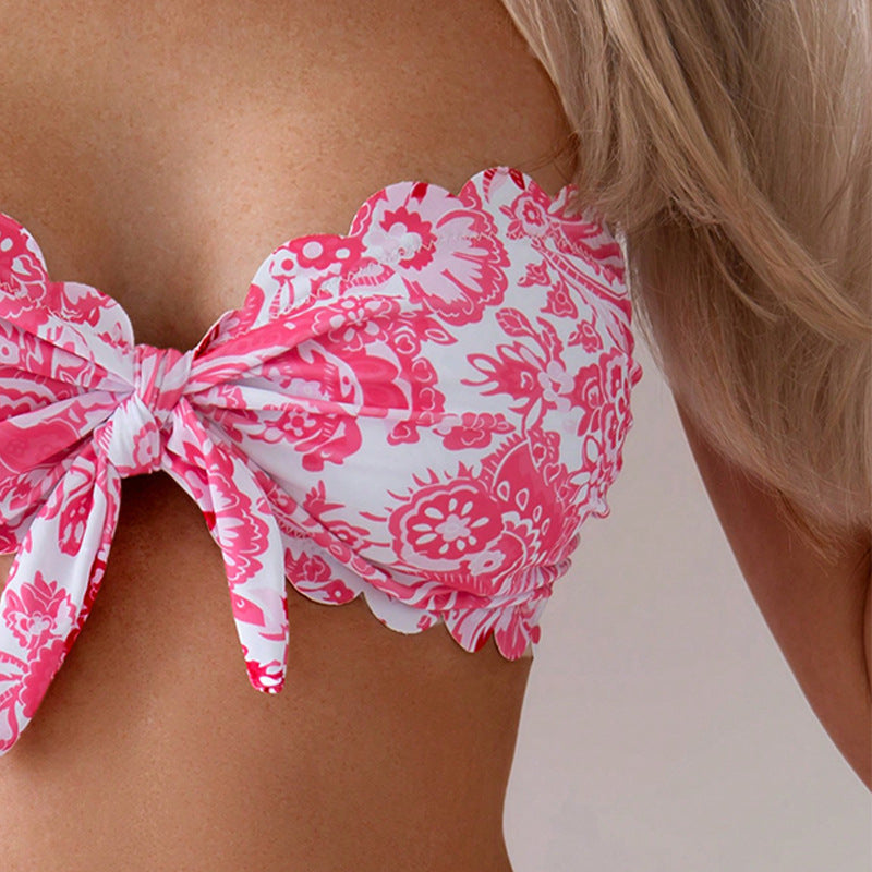 Women's bandeau bikini with floral embroidery Mune Fashion