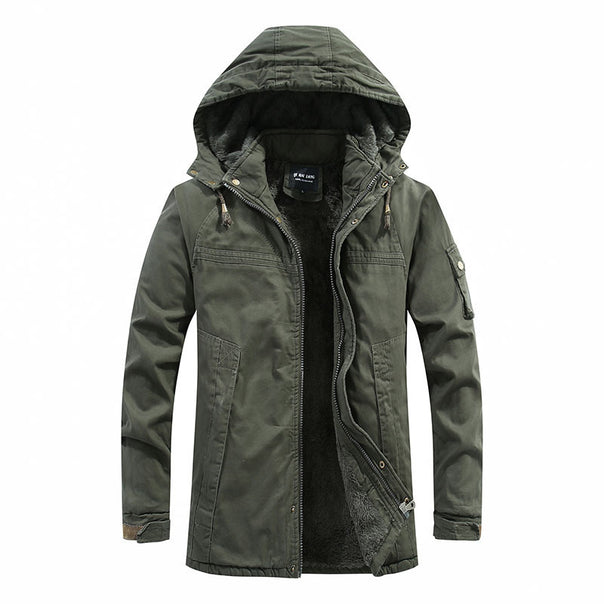 Men's windproof canvas parka with cozy teddy fleece lining and functional hood Mune Fashion