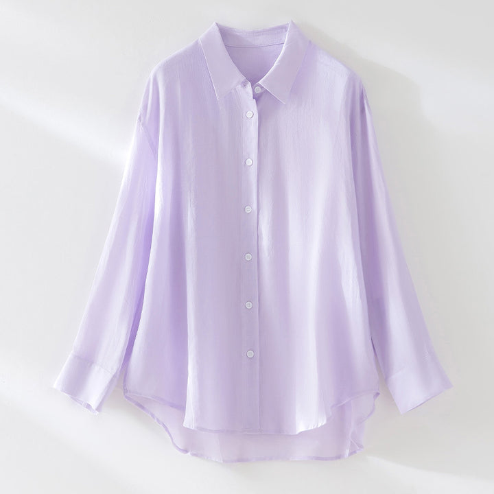 Women Oversized Shirt-Blouse made of lightweight viscose blend with classic collar Mune Fashion