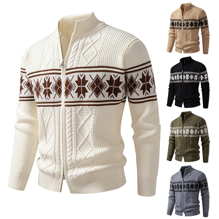 Men's Norwegian cardigan with full zip and high stand-up collar Mune Fashion