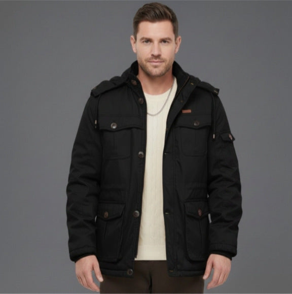 Men's Padded Winter Parka with Hood and Multifunctional Pockets Mune Fashion