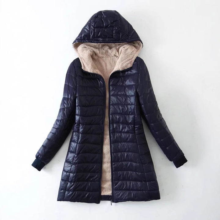 Women Tailored Quilted Coat with Teddy Lining and Hood Mune Fashion