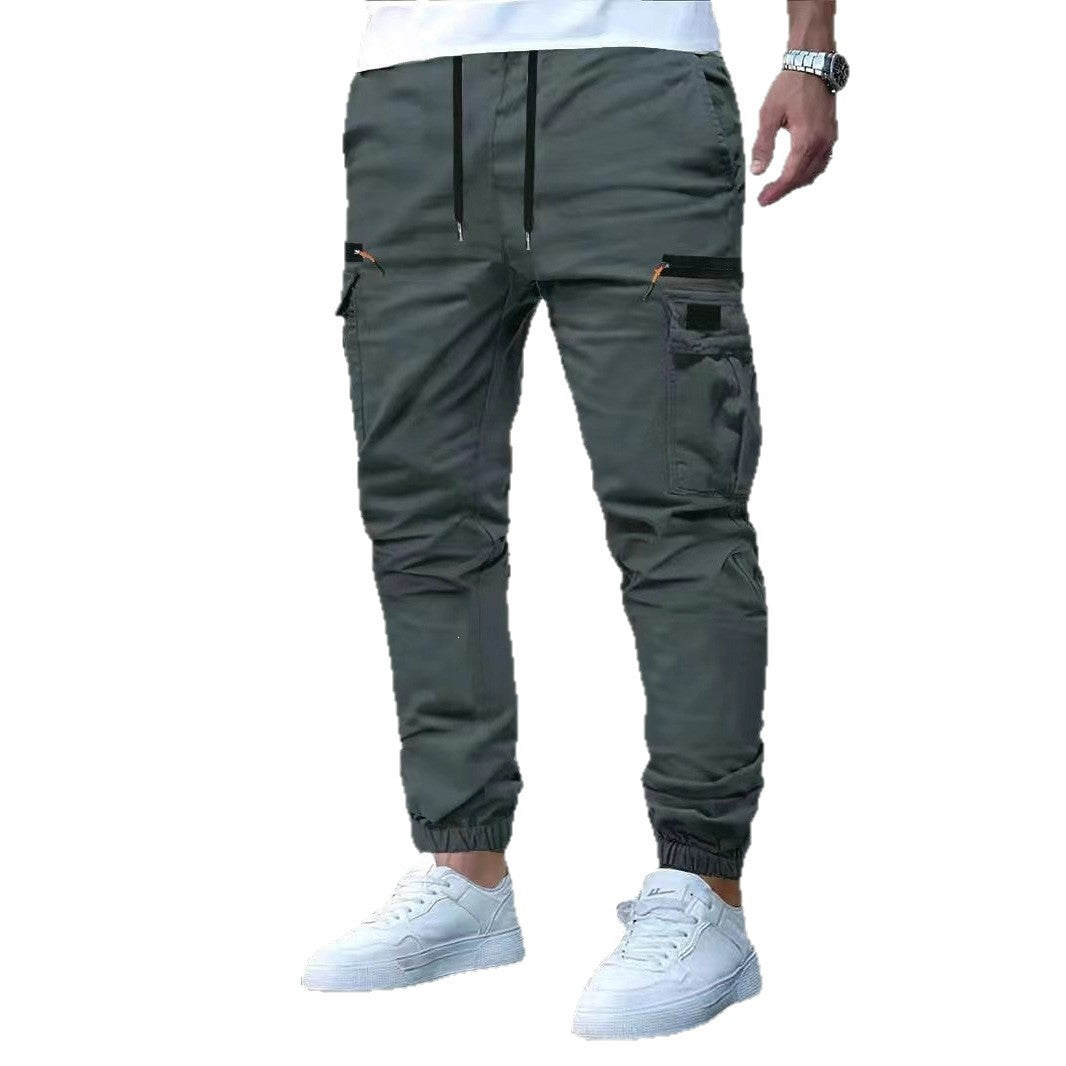 Men's Tapered Cargo Joggers with Drawstring Waist, Zipper Pockets & Elastic Cuffs Mune Fashion