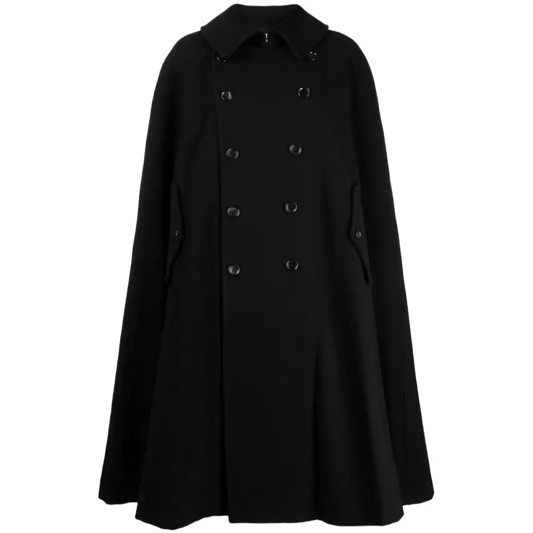 Men's double-breasted cape coat made of wool blend with cape cut Mune Fashion