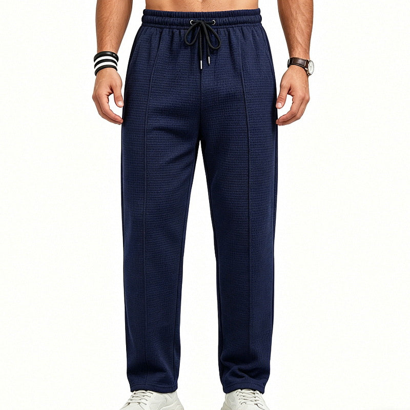 Men's Textured Relax-Fit Jogging Pants with Crease and Drawstring Mune Fashion