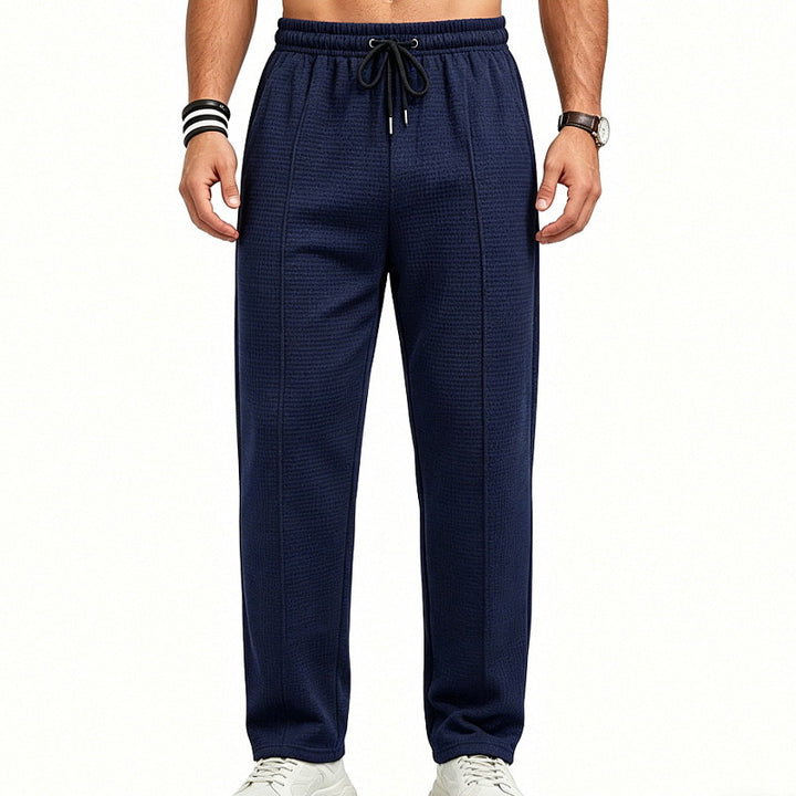 Men's Textured Relax-Fit Jogging Pants with Crease and Drawstring Mune Fashion