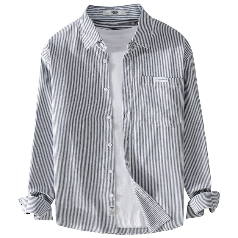 Men's Fine Cord Shirt in Overshirt Style with Chest Pocket, Relaxed Fit and Fine Wave Texture Mune Fashion