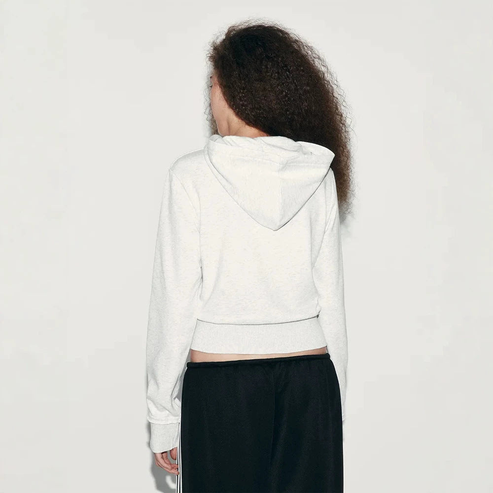 Women's cropped hoodie sweatshirt with gold parade ribbon embroidery Mune Fashion