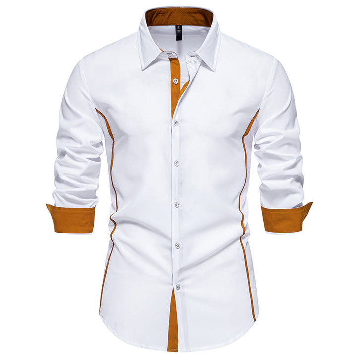 Men's Long-Sleeve Shirt with Contrast Stitching and Modern Cut Mune