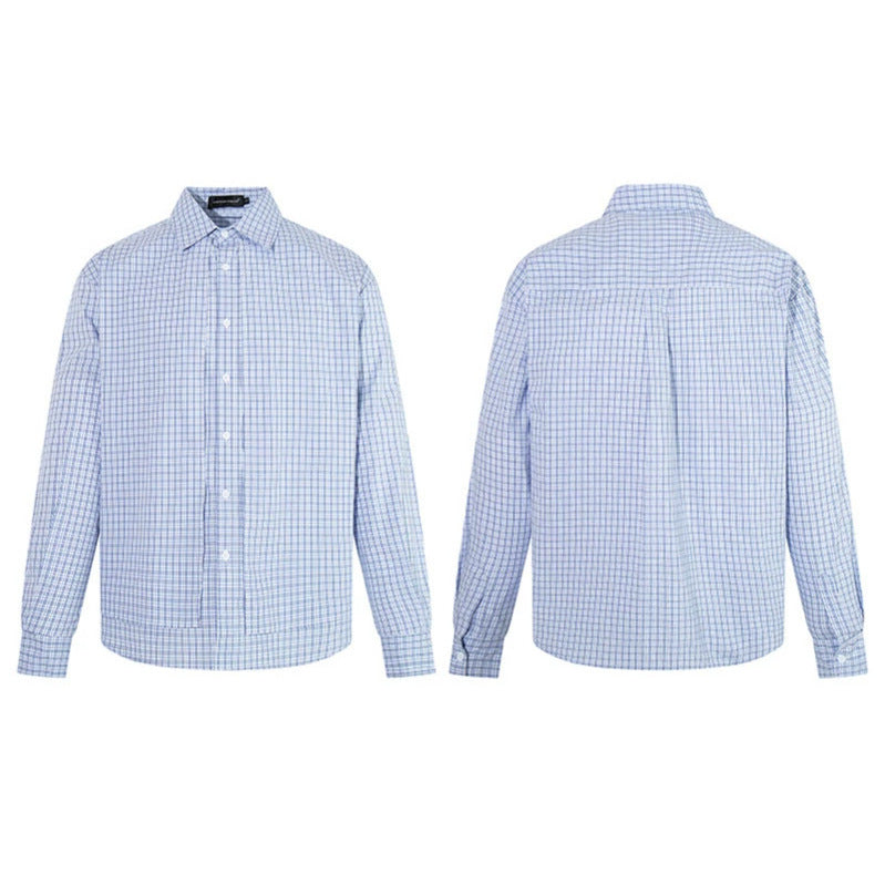 Men's Checked Cotton Long Sleeve Shirt in Relaxed Fit with Kent Collar Mune Fashion