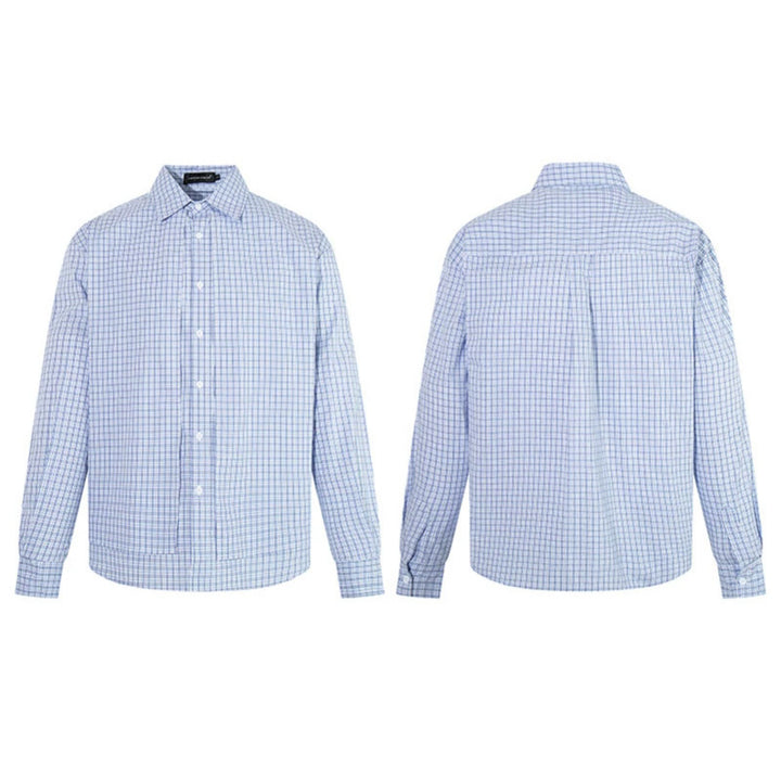 Men's Checked Cotton Long Sleeve Shirt in Relaxed Fit with Kent Collar Mune Fashion