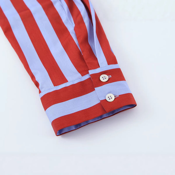 Women Striped Blouse with Bow Collar and Loose Oversize Fit Mune Fashion