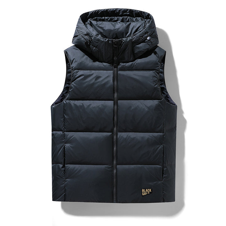 Men's Padded Hooded Quilted Vest with Thermal Insulation and Windproof Outer Layer Mune Fashion