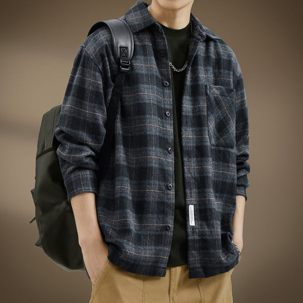 Men's Casual Checkered Pattern Shirt Jacket Mune Fashion