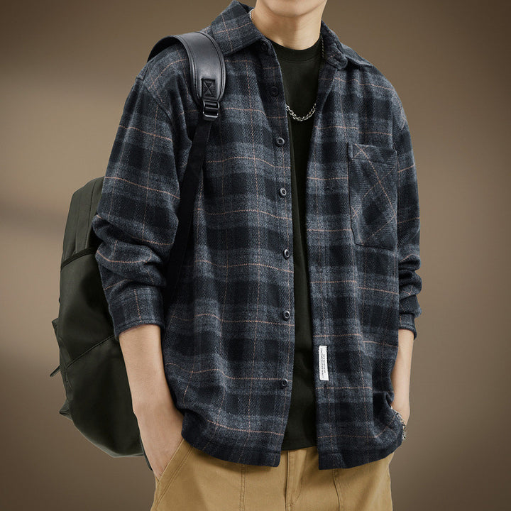 Men's Casual Checkered Pattern Shirt Jacket Mune Fashion