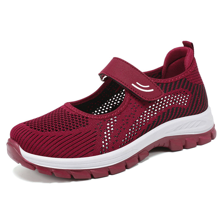 Women's lightweight knitted Mary Jane sneakers with Velcro closure, breathable knitted upper material and shock-absorbing EVA flex sole Mune Fashion
