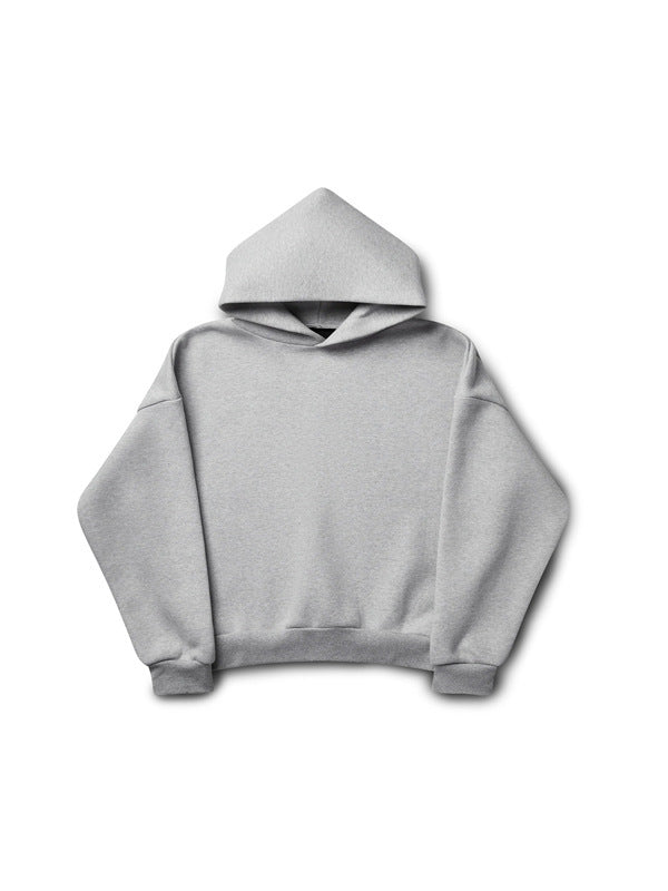 Unisex minimalist hoodie without kangaroo pocket with dropped shoulder and ribbed hem Mune Fashion