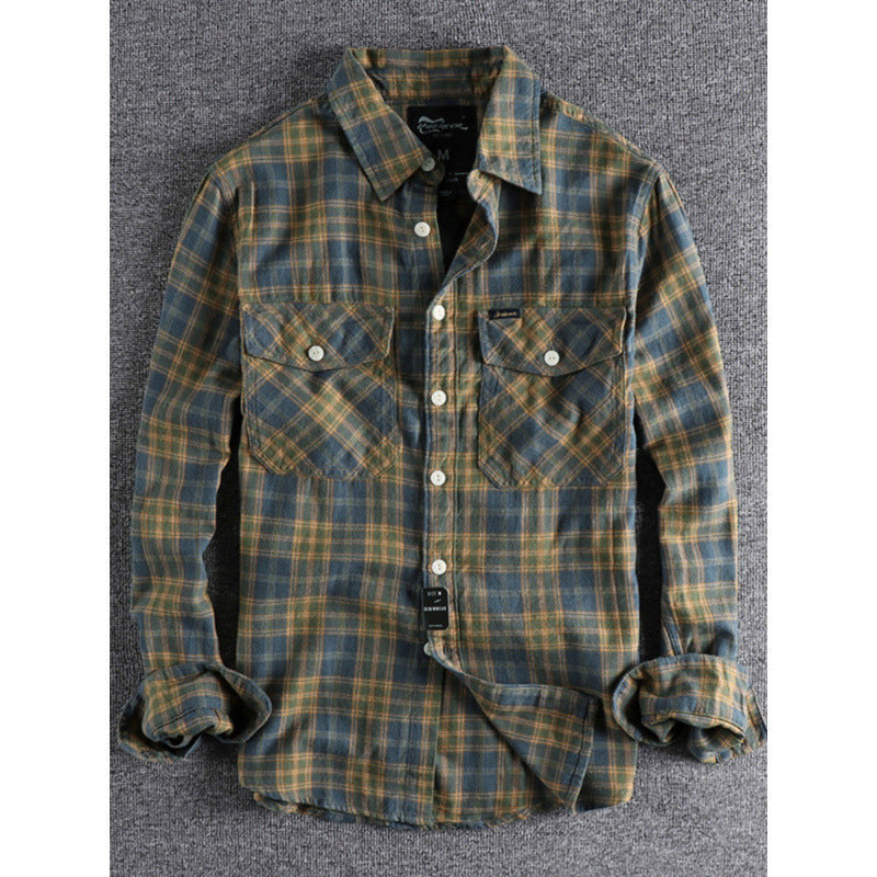 Men's Check Flannel Shirt with Chest Pockets and Casual Relaxed Fit Mune Fashion