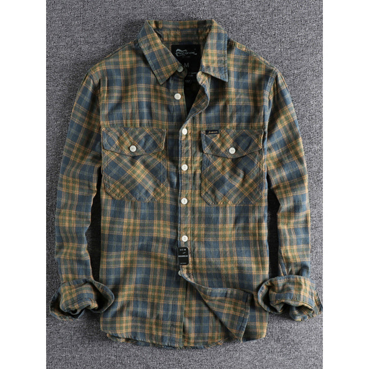 Men's Check Flannel Shirt with Chest Pockets and Casual Relaxed Fit Mune Fashion
