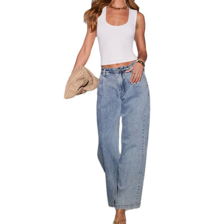 Women's wide high-waist jeans with wide leg, casual fit and soft denim finish Mune Fashion