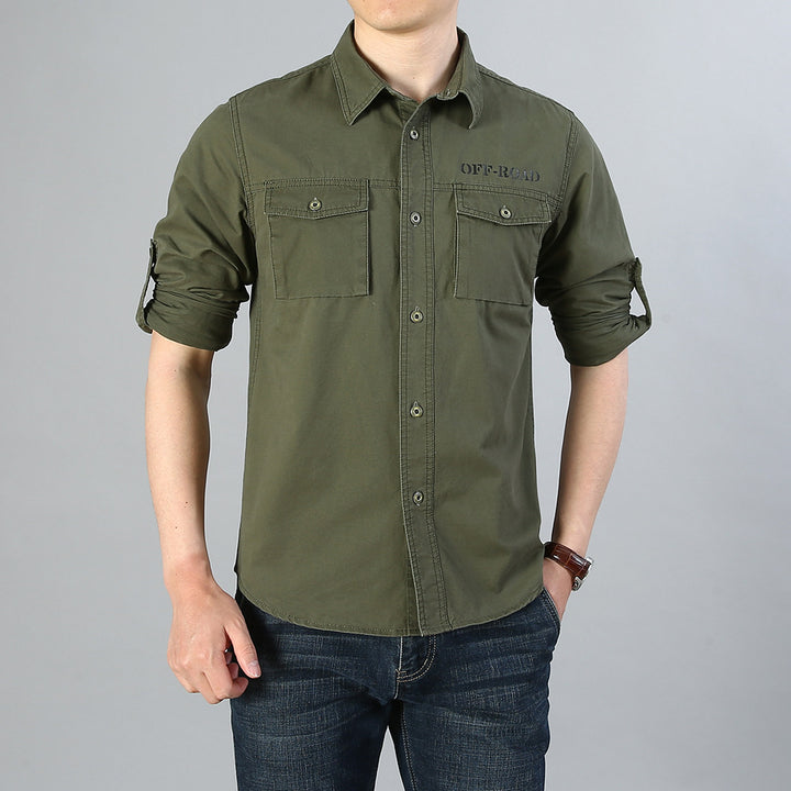 Men's military shirt with chest pockets, sleeve roll function and off-road print Mune Fashion