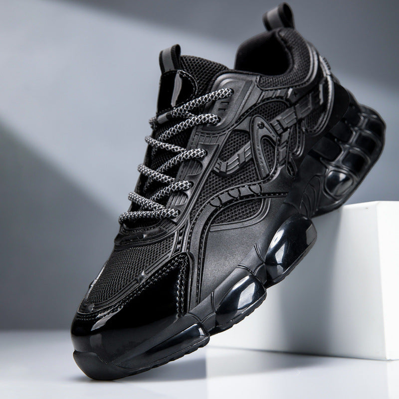 Men's Sporty Chunky Sneaker with Glossy Overlays and Cushioned Air Cushion Sole Mune Fashion