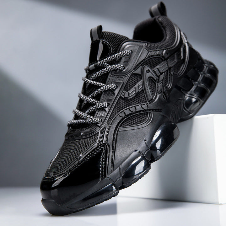 Men's Sporty Chunky Sneaker with Glossy Overlays and Cushioned Air Cushion Sole Mune Fashion
