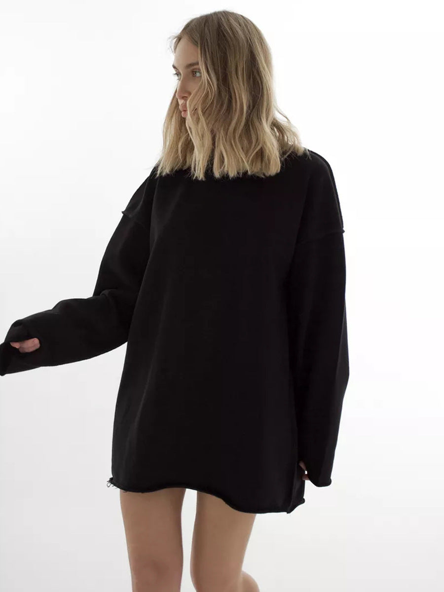 Women's oversized sweatshirt with frayed hem and extended sleeves Mune Fashion