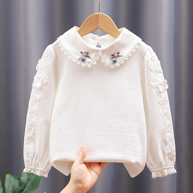 Girls blouse with elegant lace collar and delicate accents Mune Fashion