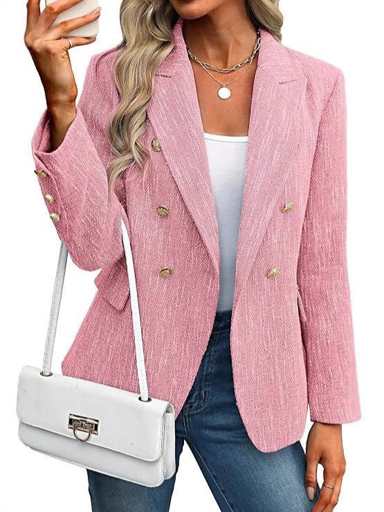 Women's Fashionable Double-Breasted Blazer Jacket