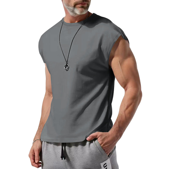 Men's cropped athletic tank top with wide arm openings and round neckline Mune Fashion