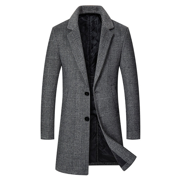 Men's Glencheck Wool Blend Coat with Quilted Thermal Lining and Slim Silhouette Mune Fashion