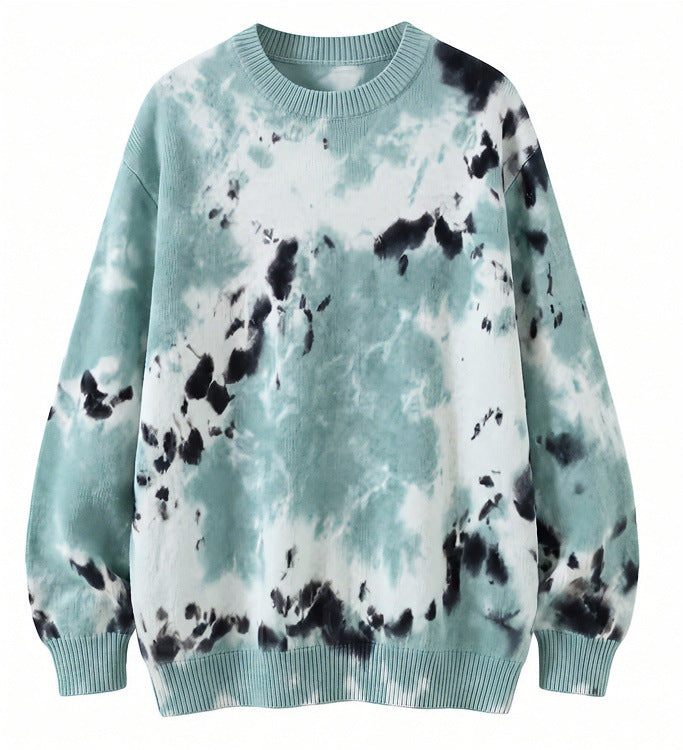 Men's Oversized Batik Sweater with Crew Neck and Ribbed Cuffs Mune Fashion