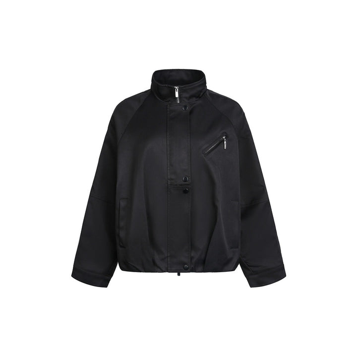 Unisex Short Cut Minimalist Boxy Jacket with High Funnel Neck and Concealed Front Placket Mune Fashion