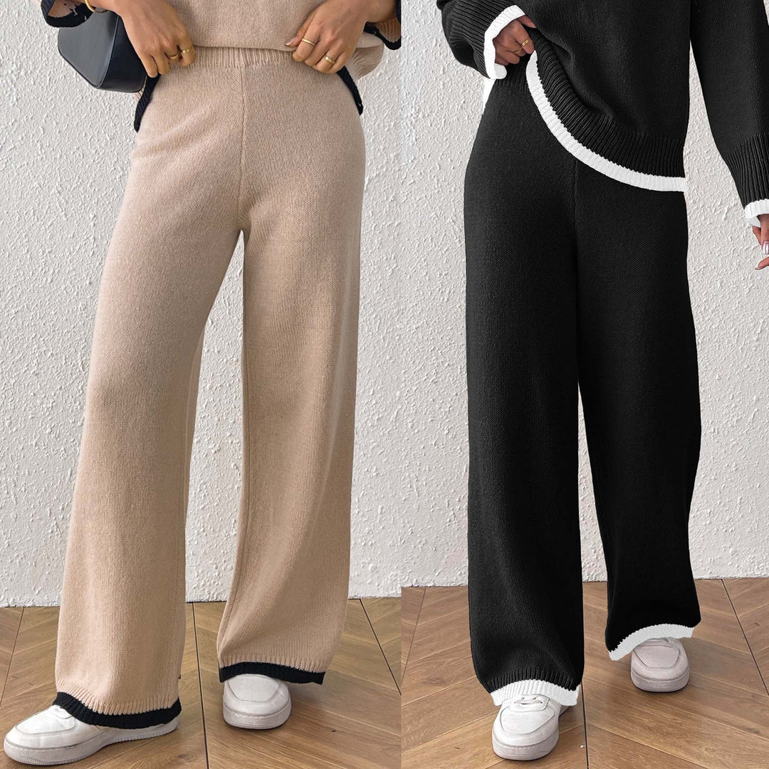 Women's casual knit pants with contrasting cuffs Mune Fashion