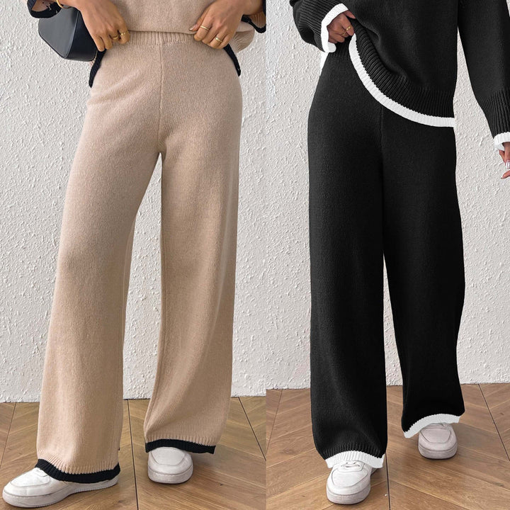 Women's casual knit pants with contrasting cuffs Mune Fashion
