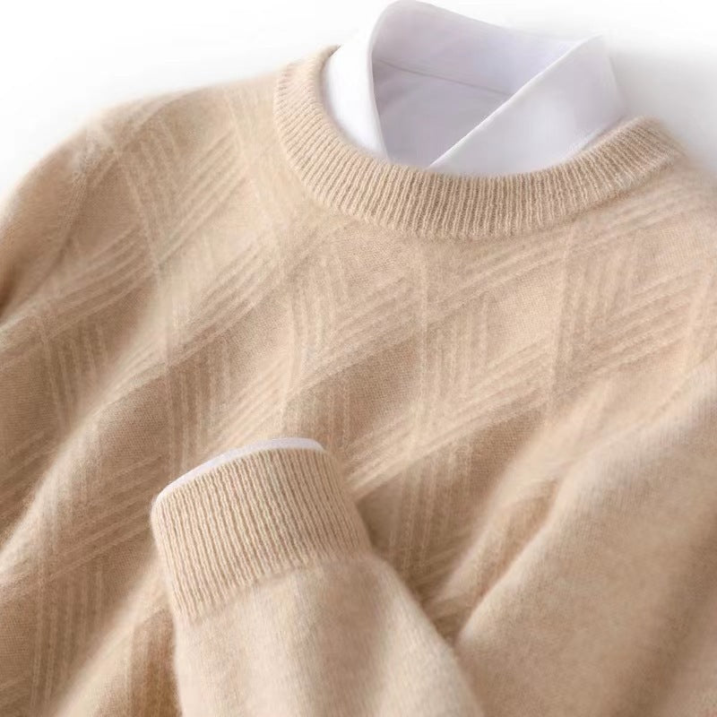 Men's short roll-neck sweater made of merino mix with diagonal diamond structure Mune Fashion